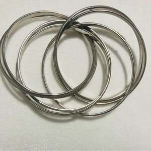 Set of Silver-Tone Stacking Bangle Bracelets with glitter/diamond like finish